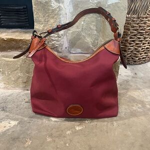 Dooney & Bourke Burgundy and Tan Shoulder Bag